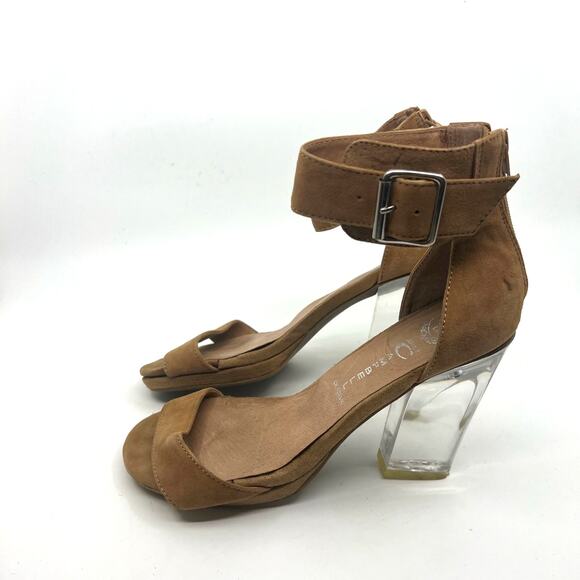 Jeffrey Campbell Brown Suede and Clear Heel Sandals Women's 8 US - Picture 2 of 9